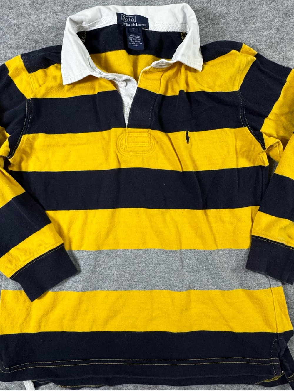 Ralph Lauren Yellow & Navy Striped Rugby Shirt